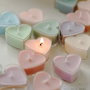 Handmade Heart Tea Candles Jars Mini Love Heart Soy Wax Scented Candles For Home Wedding Decor Accessories