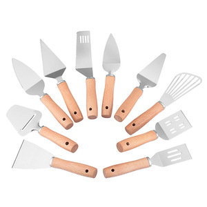 Cheese Spatula Wooden Handle Metal Triangular Baking Tool Cooking Knife Multifunction Kitchen Utensil - Product Image 4