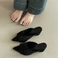 Chaussures pour femmes à talons hauts en fourrure avec imprimé léopard, fourrure artificielle, style élégant et moelleux, chaussures de soirée sexy