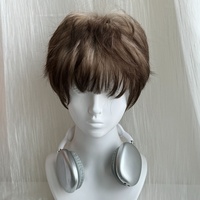 Peluca 100% de cabello humano estilo coreano, lisa y rizada, con degradado dorado, marrón y negro, con micro-ondas rotas, hecha a mano, para un look atractivo y con personalidad.