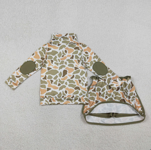 Conjuntos de ropa para hermanas, niñas, con estampado de camuflaje del sur, suéter con cremallera, falda y pantalones cortos - Product Image 6