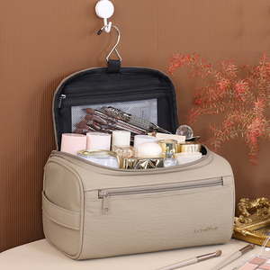 Bolsa de aseo de alta gama para hombres de negocios, bolsa de almacenamiento de cosméticos de viaje, impermeable, portátil, de gran capacidad, con compartimentos para maquillaje. - Product Image 6