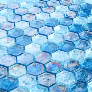 불산 Mosaico 무지개 빛깔의 크리스탈 빛나는 Lightwave 블루 유리 수영장 타일 모자이크 욕실 샤워 벽