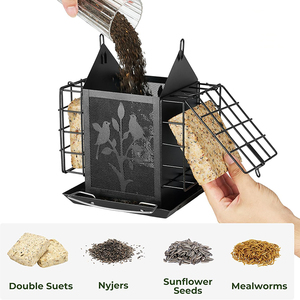 <span class=keywords><strong>Mangeoire</strong></span> à oiseaux JH-Mech pour cardinaux, pinsons, hiboux, moineaux et tourtereaux, avec <span class=keywords><strong>mangeoire</strong></span> en métal noir de 3 lb pour cage - Product Image 3