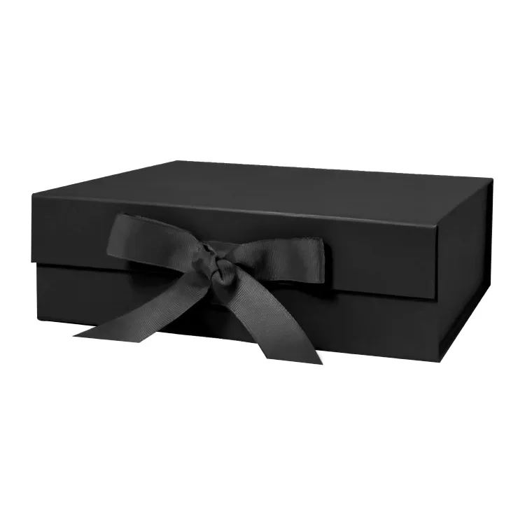 Manyetik hediye kutuları ile hediye keseleri, 2 şişe için manyetik yakın kapak 15X15 ile büyük kare siyah hediye kutusu/