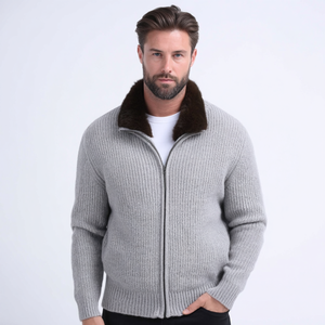 Maglione <span class=keywords><strong>Cardigan</strong></span> comodo da <span class=keywords><strong>uomo</strong></span> <span class=keywords><strong>con</strong></span> collo a V in pelliccia sintetica staccabile <span class=keywords><strong>con</strong></span> doppia <span class=keywords><strong>cerniera</strong></span> invernale <span class=keywords><strong>con</strong></span> <span class=keywords><strong>cerniera</strong></span> completa - Product Image 2