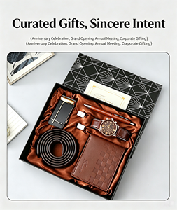Set Regalo Aziendale Personalizzato per <span class=keywords><strong>Uomo</strong></span>: Portafoglio, Orologio, Cintura in Confezione di Lusso, Regalo per la Festa del Papà, San Valentino, Souvenir Promozionale Aziendale - Product Image 1