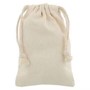 100 Pieces Canvas Cotton Dust Bag Custom Logo Jewelry Packaging Drawstring Pouch With Ribbon Dusty Bag Gift Bag - Product Image 5