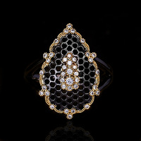 KYRA01326 — bague en Zircon noir, Style gothique, plaqué, exquis, ajouré, anneau pour femmes, nouvelle collection 2020