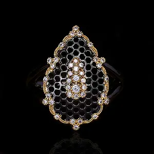 New Creative Gothic Style KYRA01326 Black Gun Plated Exquisite Hollow Design 3A Zircon Ring for women