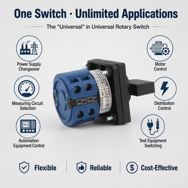 LW-26 LEYU Rotary Switch 200A 400V 3/4 Position 10 Universal Changeover CE Certified 1NO1NC 2-Year Warranty