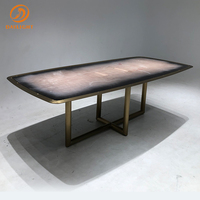 Ensemble de table à manger de luxe moderne pour restaurant table à manger avec plateau en marbre noir