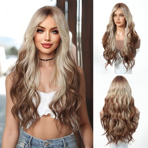 Perruque à franges pour festival cosplay européen et américain couleur fruit du dragon avec grosses vagues blanches <span class=keywords><strong>cheveux</strong></span> longs bouclés sans dentelle - Product Image 2