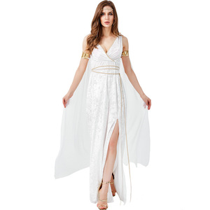 Costume de déesse grecque romaine haut de gamme pour femme, robe blanche à fente haute, robe sexy à dos nu, robe de cosplay, fête de carnaval, déguisement - Product Image 1