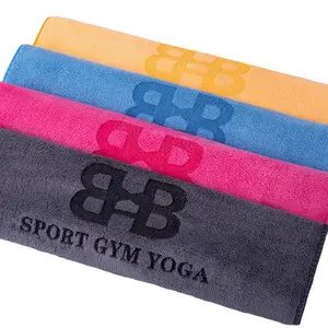 High quality custom logo embossed laser print or embroidery gym towel thick microfiber 400gsm sport towel