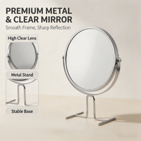 Personalized Double-Sided Standing Cosmetics Mirror Chrome Finish Design 3x Magnifying Feature CE Certified Desktop Makeup Use