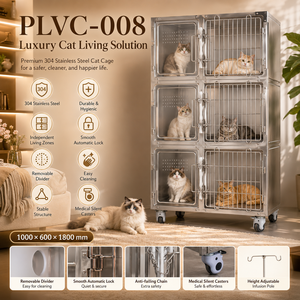 Jaula <span class=keywords><strong>de</strong></span> Acero Inoxidable <span class=keywords><strong>de</strong></span> Lujo PLVC-008 para Hospitales Veterinarios, Clínicas Veterinarias y <span class=keywords><strong>Centros</strong></span> <span class=keywords><strong>de</strong></span> Alojamiento para Gatos - Product Image 4