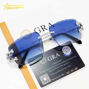 PassダイヤモンドテスターVVS Moissaniteメガネアイシングアウトダイヤモンド316Lステンレススチールブルーレンズ眼鏡ジュエリーファッションサングラス - Product Image 5