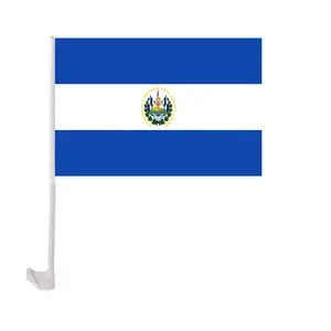 Groothandel el salvador auto vlag-Digital Printing 12*18 "Polyester El Salvador Nationale Autoruit Vlag Met Vlaggenmast