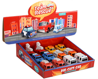 Set de 12 Mini Coches de Juguete Metálicos con Retroceso, Vehículos de Rescate Urbano de Aleación, Autobús de Dibujos Animados, Policía, Ambulancia, Camión de Bomberos para Niños
