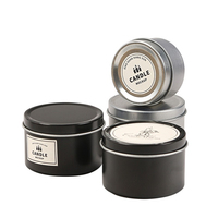 Boîte à bougies en étain argenté ronde avec logo personnalisé, boîte en métal vide avec couvercle pour bougies parfumées en cire de soja, cadeaux de mariage