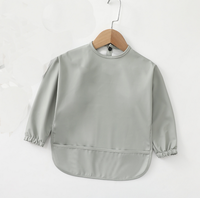 Bavoir bébé SZPAN à manches longues, facile à nettoyer, écologique, jetable, en tissu polyester PU imperméable avec bouton-pression pour l'alimentation