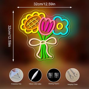 Flower Letreros Neon LED dimmable USB powered ambient <b>light</b> store <b>window</b> decoration <b>light</b> street indicator <b>light</b> landscape <b>light</b> - Product Image 2