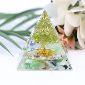 Cristallo curativo reale quarzo ametista occhio di tigre albero della vita Orgone resina di cristallo piramide di Orgonite pietra di meditazione spirituale