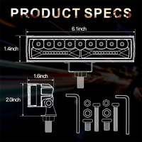 Projecteurs LED latéraux de 6 pouces 60W, combinés spot et flood, avec faisceau de câblage pour crochet de remorquage, tout-terrain, camion, SUV, VTT, UTV