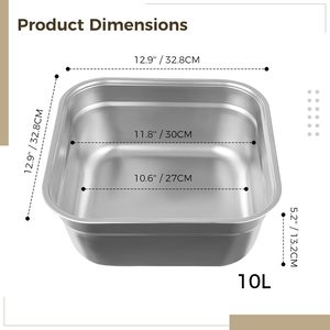 Durevole in acciaio inox grande contenitore quadrato Multi-Purpose piatto <span class=keywords><strong>vasca</strong></span> <span class=keywords><strong>lavello</strong></span> per <span class=keywords><strong>cucina</strong></span> per il lavaggio delle verdure e uso domestico - Product Image 4