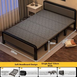 Letto Singolo Pieghevole di Lusso con Testiera Imbottita Morbida, Struttura in Metallo Economica, Larghezza 90cm - Product Image 5