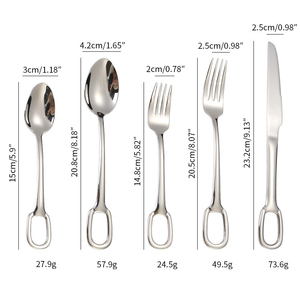 Juego de cubiertos creativo con agujeros para colgar, venta al por mayor, tenedor desechable de acero inoxidable 304, cuchara y cuchillo con pulido de espejo - Product Image 6