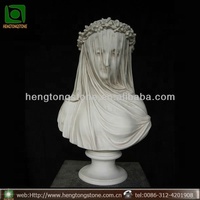 Statue de buste de femme voilée en marbre blanc naturel grandeur nature, fabrication sur mesure