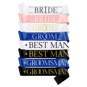 Go Party NOVIA NOVIO BEST MAN GROOMSMAN Sash Decoración para fiesta de <span class=keywords><strong>boda</strong></span> Correa para el hombro Fajas de satén Cinturón de hombro Cinta de <span class=keywords><strong>etiqueta</strong></span> - Product Image 1