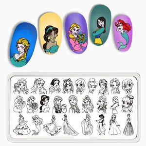 Custom mermaid princess theme cute nail stamping plate