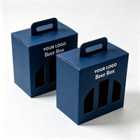 Caja de Regalo para Vino de Lujo Hecha a Mano con Asa, Impresión Digital, Cajas de Cartón Corrugado para Cerveza de 125 ml, Cajas de Embalaje para Bebidas Energéticas