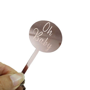 Jour de Valentine <span class=keywords><strong>oh</strong></span> bébé mariée à être Acrylique tasse gâteau insérer cuisson laser de coupe ronde Acrylique gâteau topper décorations - Product Image 5