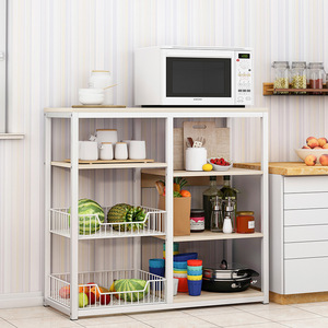 Multi Tier Kitchen Storage Rack With Microwave Shelf And Condiment Organizer Space Saving Design For Kitchen Organization - Product Image 1