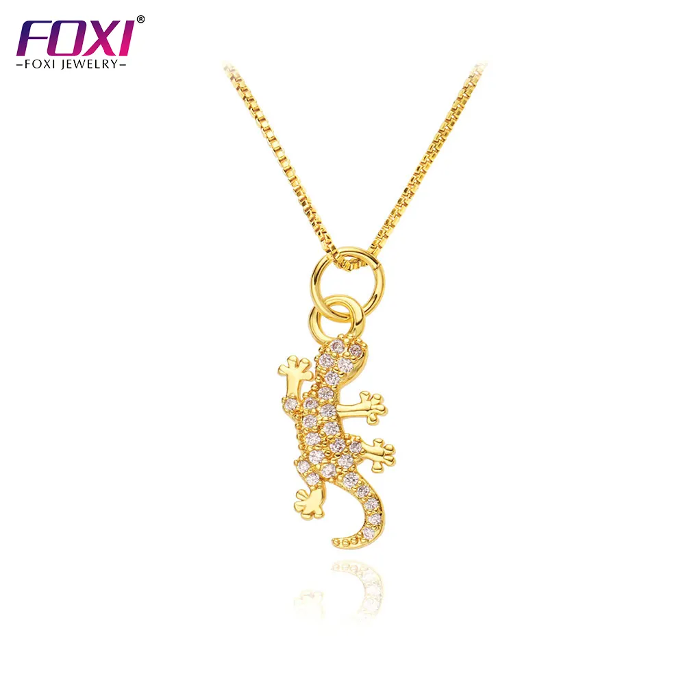 Foxi תכשיטי OEM ODM 18k זהב מצופה gecko בעלי החיים תליון שרשרת נשים תכשיטים