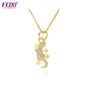 foxi jewelry OEM ODM 18k gold plated gecko Animal pendant necklace women jewelry