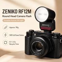 ZENIKO RF12M Flash de Cabeza Inalámbrico Mini para Cámara, Speedlight de 12W con Sincronización Hotshoe, Luz de Relleno Portátil Ultraligera de 90g para
