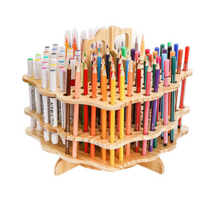 Wooden Rotatable <b>Pen</b> Holder Solid Wood <b>Multi</b> Functional Display Rack For <b>Pens</b> Makeup Brushes 26.1x27.9cm - Product Image 5