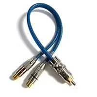 Câble audio stéréo RCA Y-splitter mâle-femelle plaqué or, en aluminium tressé PVC, pour amplificateur de voiture