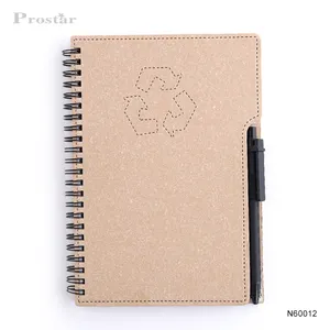Diario di avvolgimento per Notebook Kraft con copertina rigida A5 B6 a spirale ecologica con penna interna in carta con linea strappabile