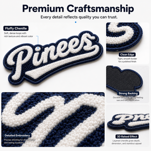 Écussons brodés personnalisés, motifs de logo 3D, écusson <span class=keywords><strong>en</strong></span> chenille, à coudre ou thermocollant, badge lettres pour vêtements, chapeaux, sacs - Product Image 5