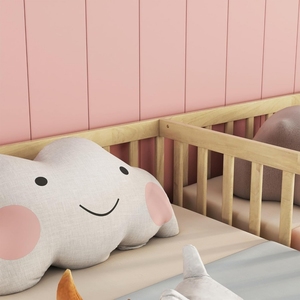 Muebles Resistentes para Guardería, <span class=keywords><strong>Cama</strong></span> <span class=keywords><strong>Doble</strong></span> Individual de Piso, Marcos de <span class=keywords><strong>Cama</strong></span> <span class=keywords><strong>Doble</strong></span> Individual, <span class=keywords><strong>Cama</strong></span> <span class=keywords><strong>Montessori</strong></span> de Madera Natural para 2 Niños con Barandillas de Protección - Product Image 6