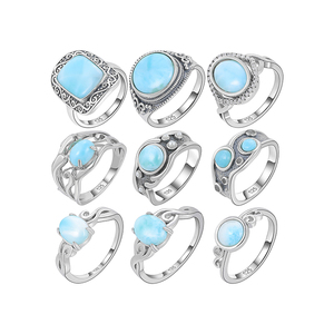 XYOP手作り<span class=keywords><strong>925</strong></span>スターリングシルバージュエリー子供用完璧なスタイル天然ラリマーリング卸売メーカー - Product Image 1