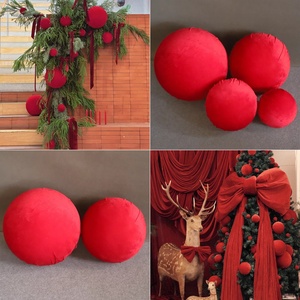 Bolas Grandes de Terciopelo Rellenas de Espuma, Utilería Decorativa de <span class=keywords><strong>Navidad</strong></span>, Esfera de Tela Roja para Decoración de Fondo de Boda - Product Image 2