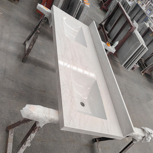 GOLDTOP ODM OEM White Quartz Big Slab 6027 Ironsbridge for Hotel Modern Bathroom Vanity Top Waterproof 5-Year Warranty - Product Image 4