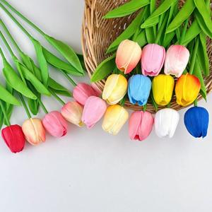 Décoration d'intérieur en une seule pièce, mini tulipes en PU, multicolores, petites fleurs artificielles pour mariage, salon - Product Image 1